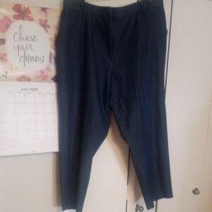 Larry Levine Blue Jeans with Tapered Leg and Elastic Waist